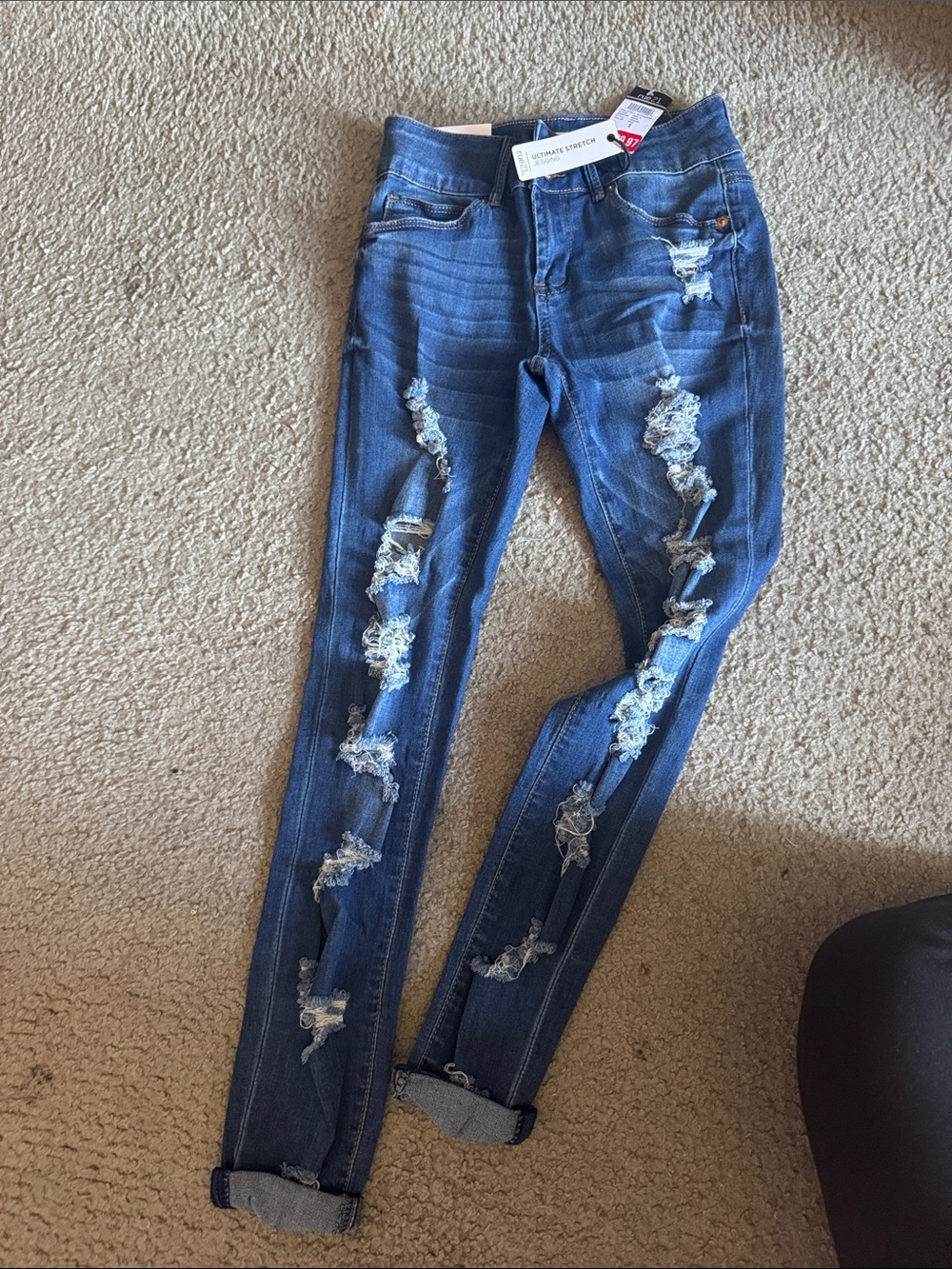 Rue21 Dark Blue Distressed Skinny Jeans